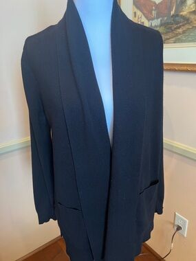 Ladies Black Knit Open-Front Blazer/Sweater